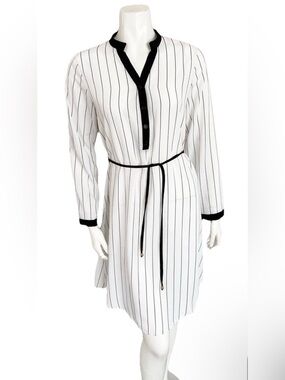 Be.You.Tiful White Pinstripe Belted Short Be You Tiful Dress Small